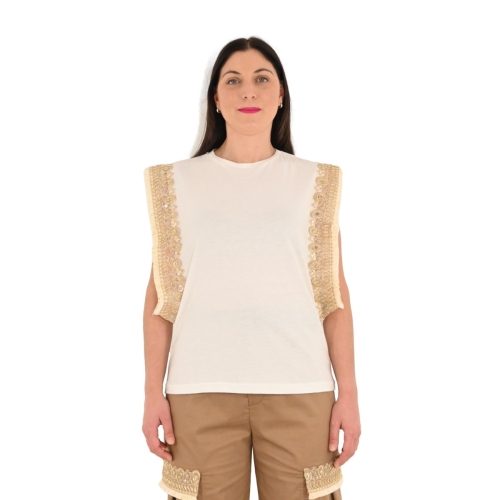 t-shirt donna bianco panna DC1557