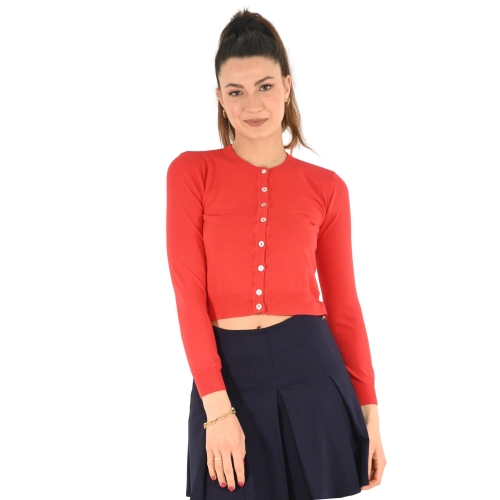 tensione in cardigan donna rosso N2503/PE24