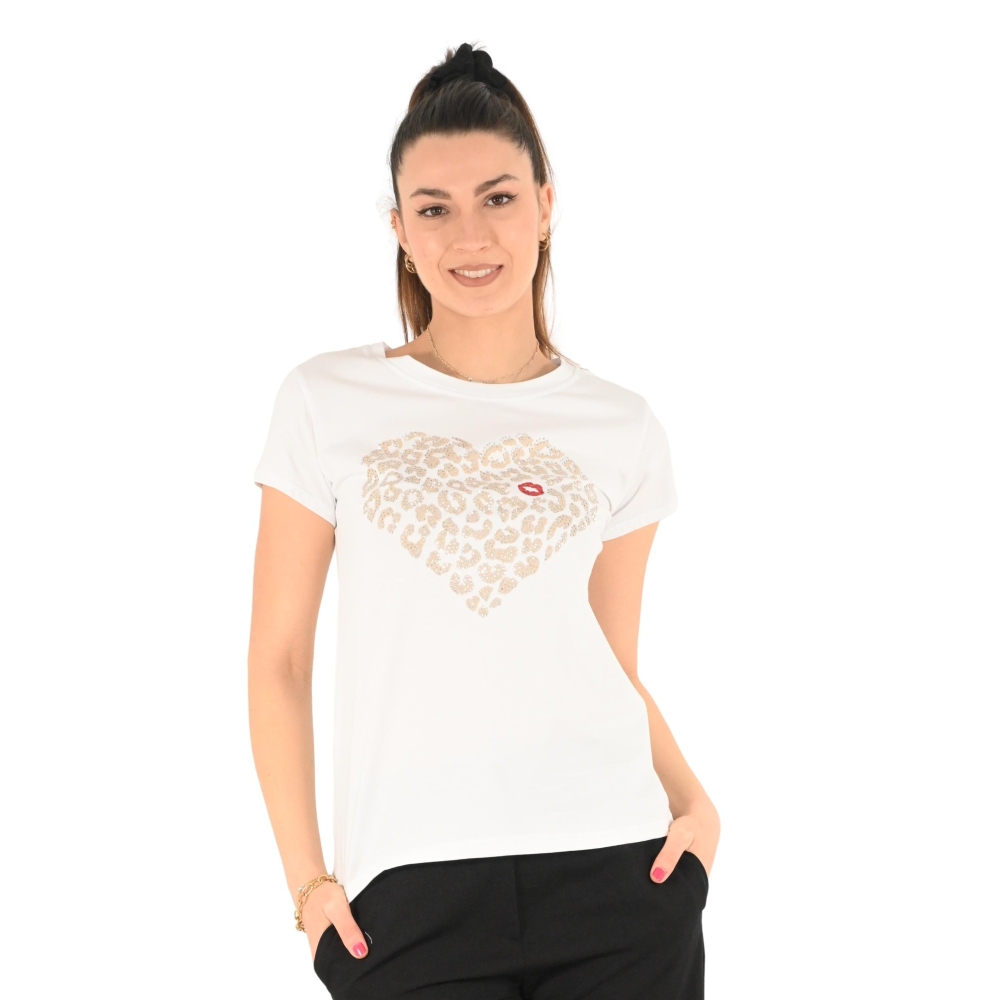 miss love t-shirt donna bianco beige 252 CUORE