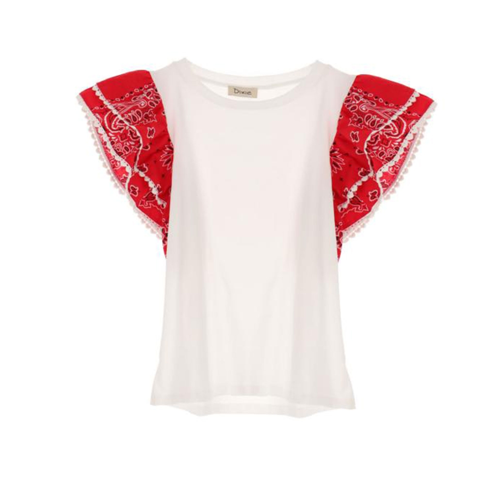 dixie t-shirt donna bianco rosso T698R107